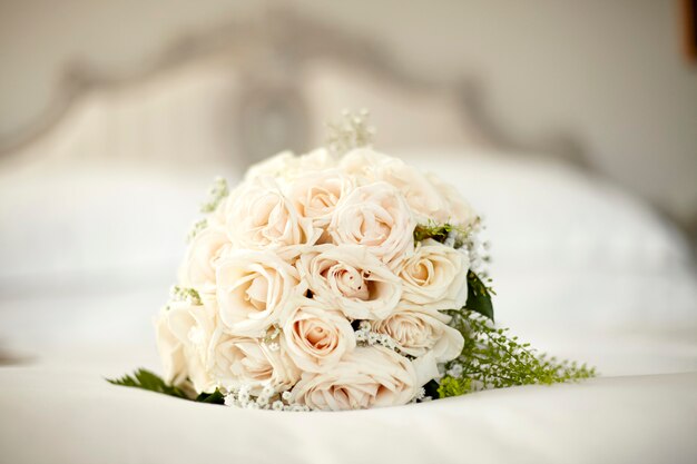 Bridal bouquet of white roses