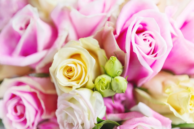 Bridal bouquet with pink and yellow roses