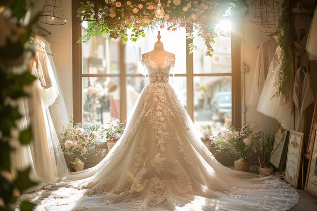 신부 부티크는 멋진 드레스, 액세서리 및 결혼식에 대한 개인화 된 서비스를 제공합니다.
