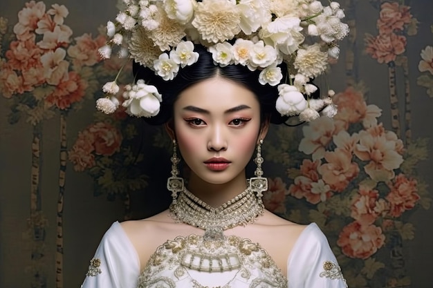 アジア人女性のブライダルコンセプト 結婚式のドレス