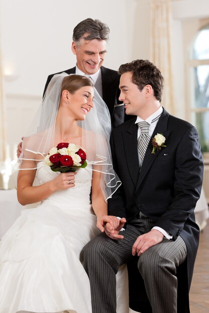 Bridal couple waiting for ceremony