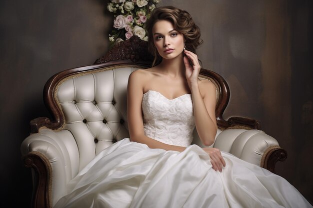 Bridal grace white bride39s serene seated moment