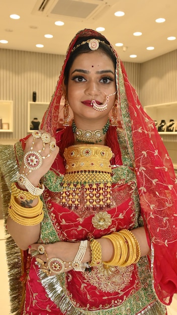 Photo bridal rajputi gold jewellery