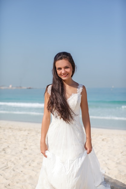 Bride At Beautiful Beach Wedding sunny day