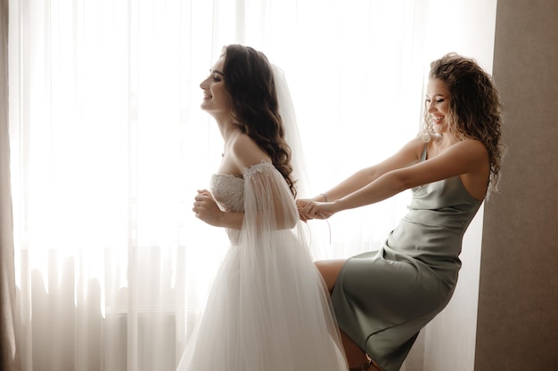 A bride gets ready for her wedding.