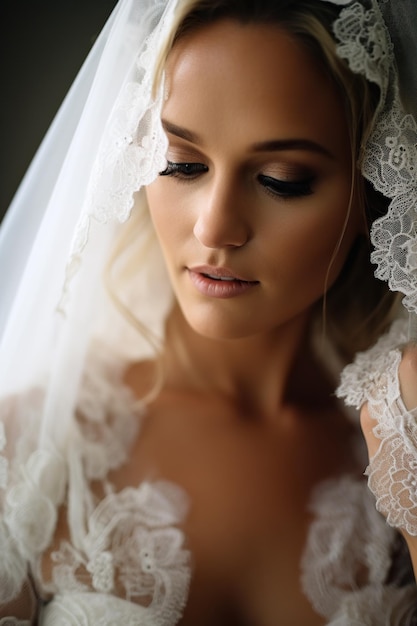 A bride getting ready in a dressing room