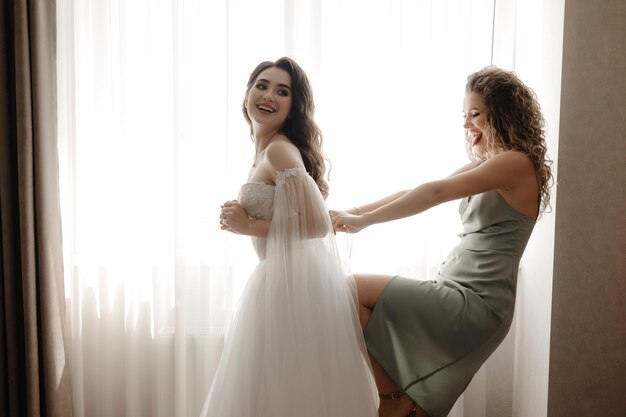 A bride getting ready for her wedding