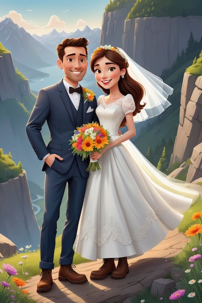 bride groom cartoon