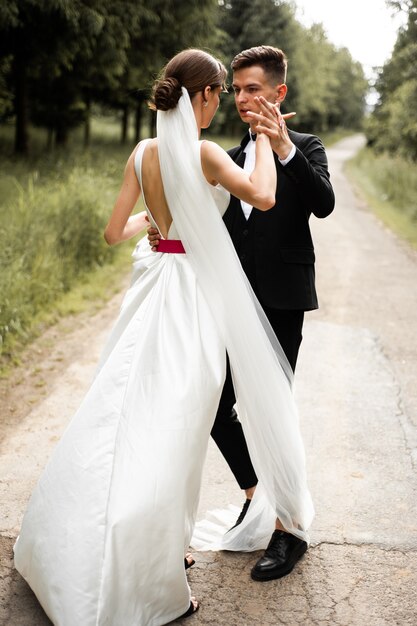 Bride and groom dancing Wedding day