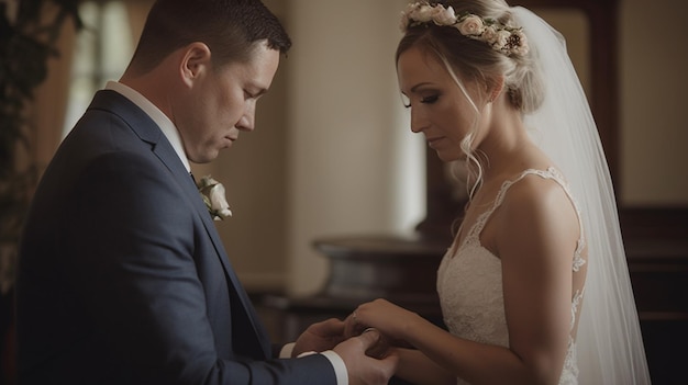 bride groom hand with rings