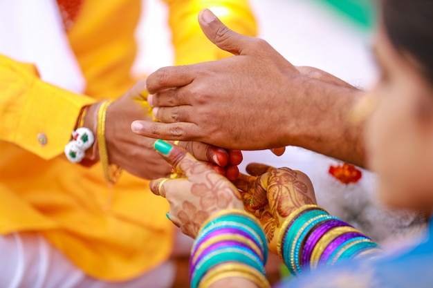 Bride and groom hands , indian wedding