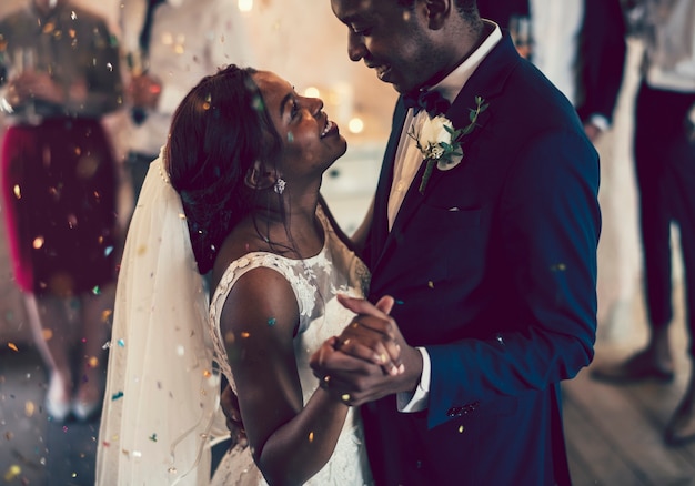 Bride and groom having their first dance