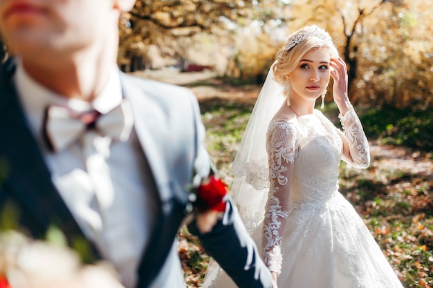 Bride and groom outdoor