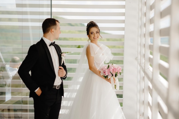 Bride and groom portrait, beautiful bride and groom portrait