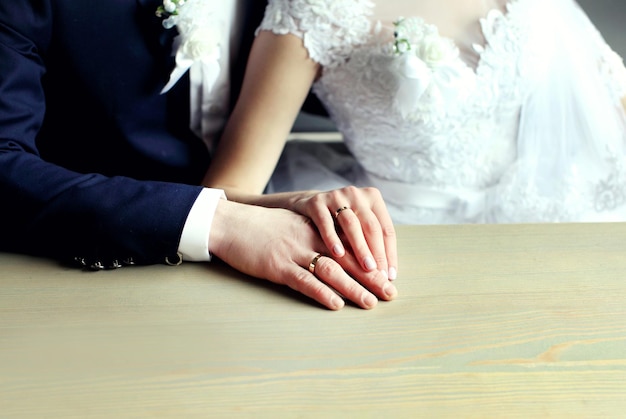 Bride and groom's Coffee time coffee breakHand in hand