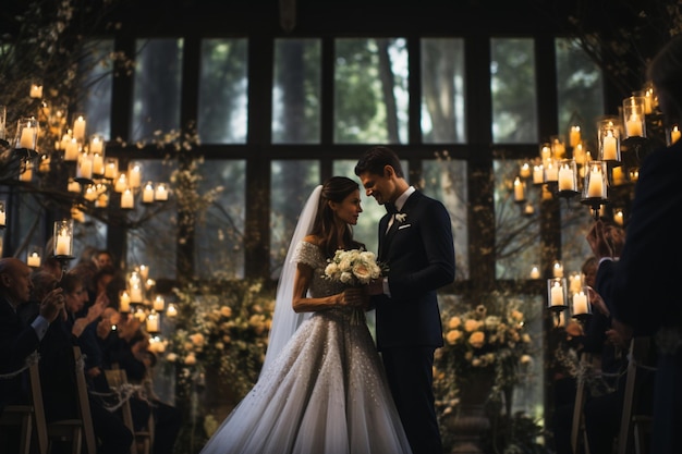 bride and groom on their wedding ceremony