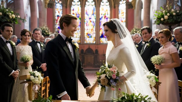 Bride and groom on their wedding ceremony