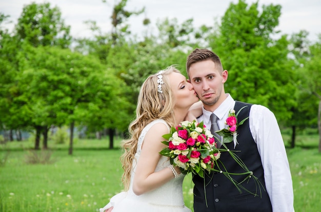 bride and groom together on wedding day