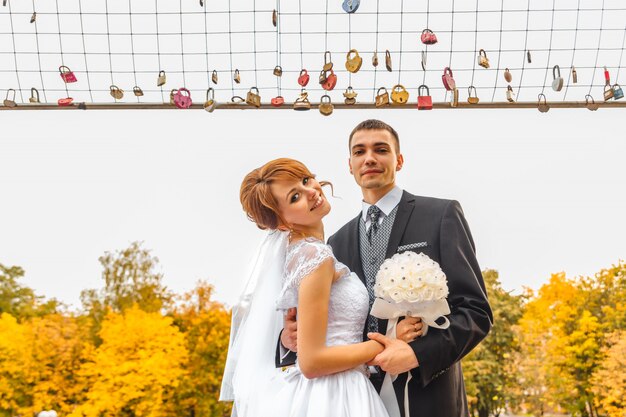 Bride and Groom on walk