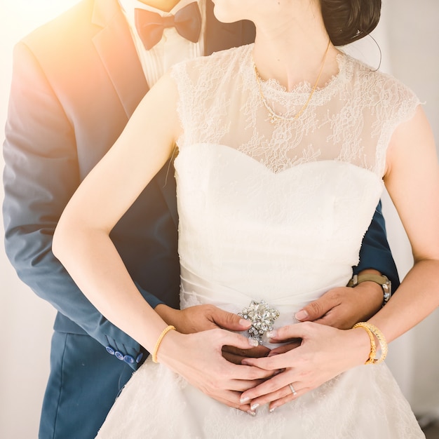 Bride and groom in wedding ceremony day