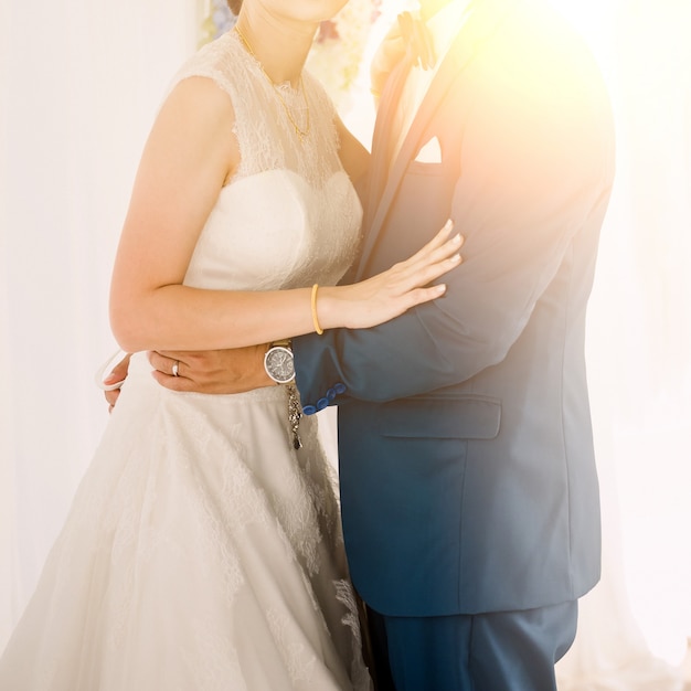 Bride and groom in wedding ceremony day