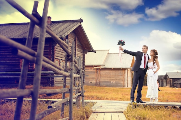 Premium Photo | Bride and groom wedding country style