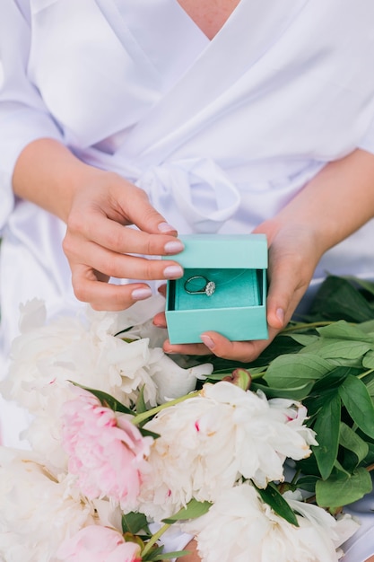 Bride hands wedding ring