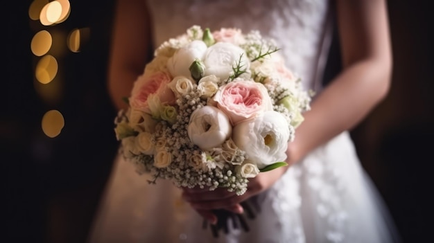 Bride holding a bouquet of flowers in her hands