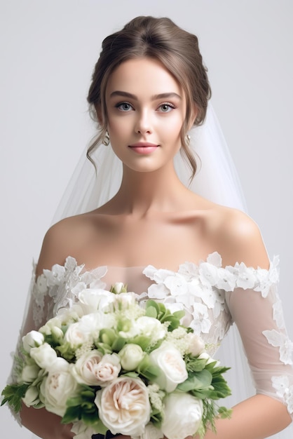 Bride holding a bouquet of flowers