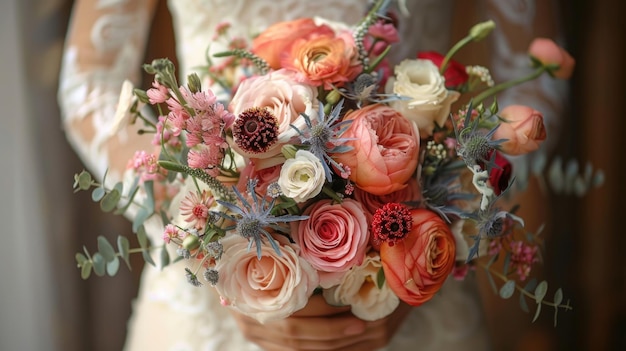 Bride holding a bouquet of flowers