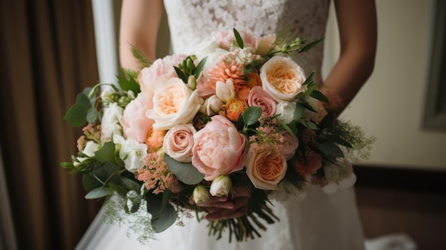 Bride holding a bouquet of flowers