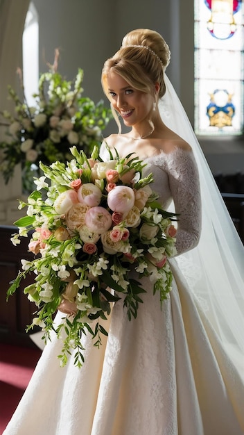 Bride holding her wedding bouquet