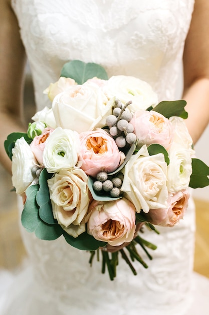 Bride holding a wedding bouquet