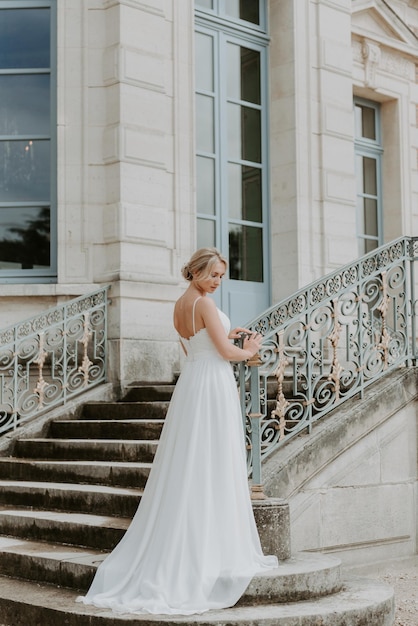 Bride near castle in France