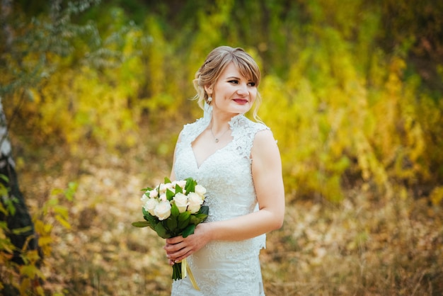 Bride portrait on nature