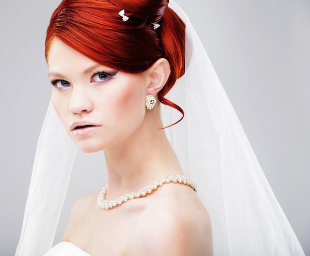 Bride portrait.Wedding dress. Studio shot.