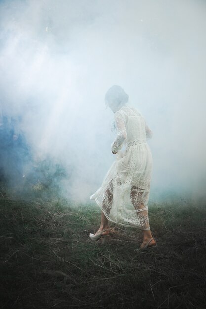 Bride runs away in smoke