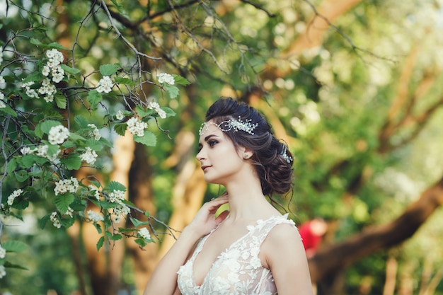 Bride in spring park