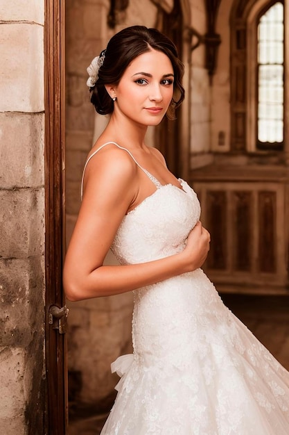 Bride in a wedding dress in a church