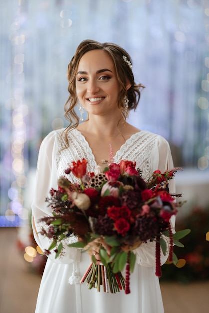 Bride in a white dress at the training camp