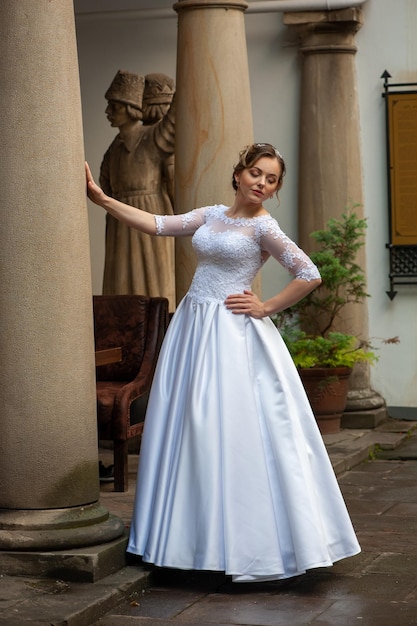 A bride in a white dress