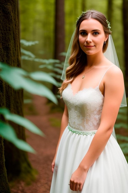 Bride in a white wedding dress