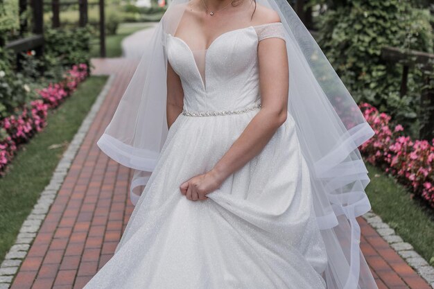 Bride with a bouquet of flowers at a wedding