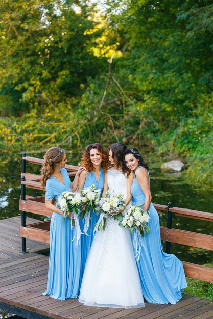 Bride with bridesmaids