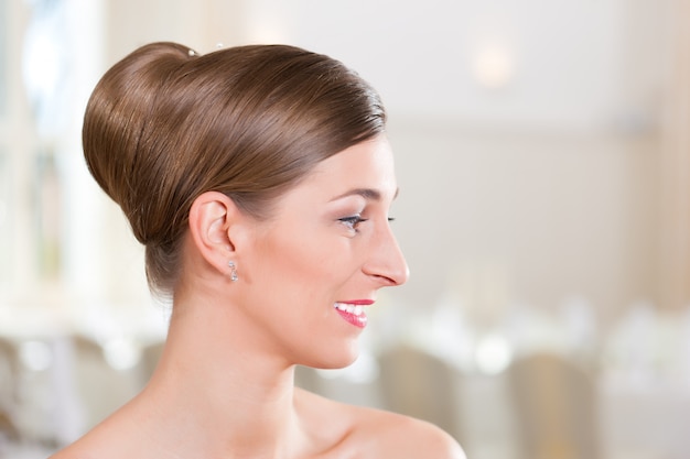 Bride with swept-back hair