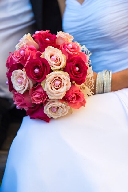 Bride with wedding bouquet