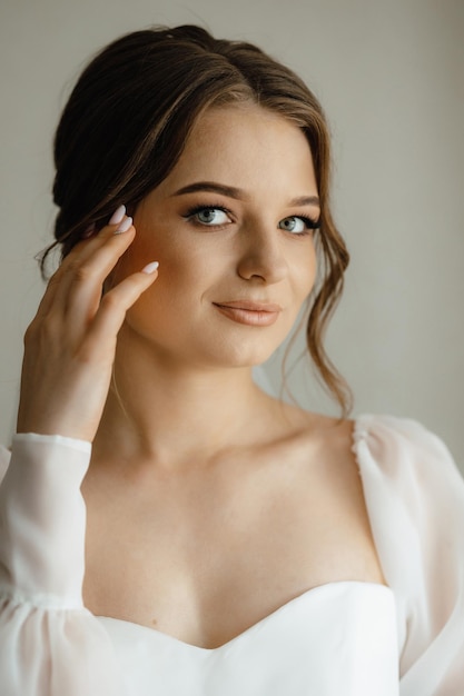 A bride with a wedding dress and a wedding dress