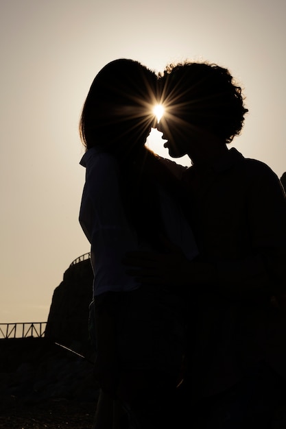 Bridegroom silhouette by the seaside