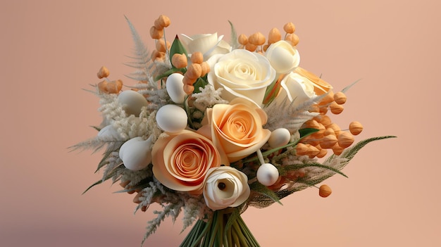 brides bouquet bunch of flowers photo realistic
