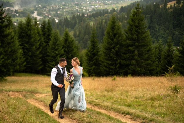 brides at a ceremony in the mountains